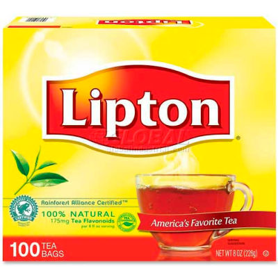 Lipton® Regular Tea, Tea, Single Cup Bags, 100/Box