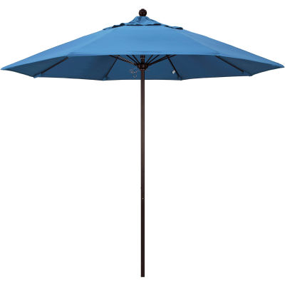 California Umbrella 9' Patio Umbrella - Olefin Frost Blue - Bronze Pole - Venture Series