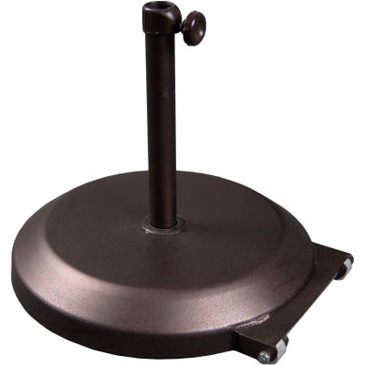 California Umbrella 75 lbs Umbrella Base with Wheels - Steel Covered Concrete - Bronze