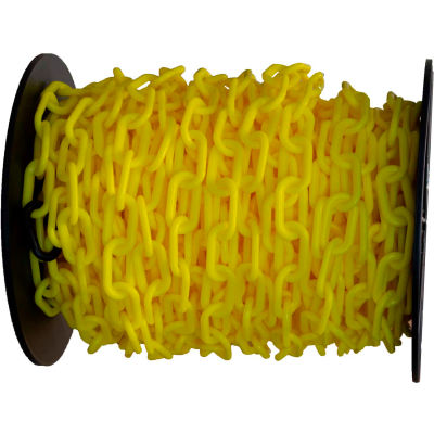 Mr. Chain Plastic Chain Barrier On A Reel, 2"x125'L, Yellow