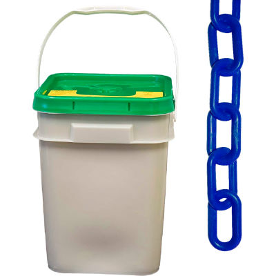 Mr. Chain Heavy-Duty Plastic Barrier Chain Pail, Traffic Blue, 2-Inch Link Diameter, 120-Foot Length (51026-P)