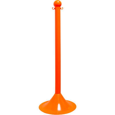 Mr. Chain 91512 Plastic Stanchion - 2" - Orange W/ C-Hooks Incl. - 2" Pole, 14" Base, 41"H