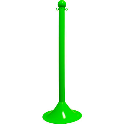Mr. Chain 91514 Plastic Stanchion - 2" - Green W/ C-Hooks Incl. - 2" Pole, 14" Base, 41"H