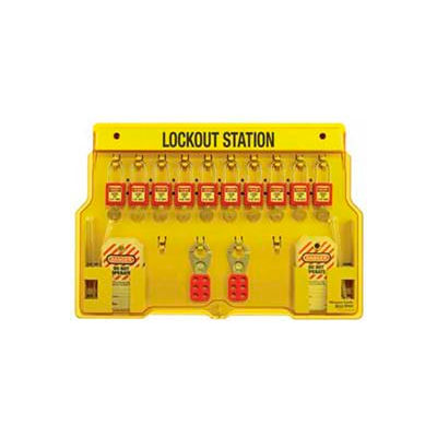 Master Lock® Safety 10-Lock Padlock Station, Zenex Thermoplastic Padlocks, 1483BP410