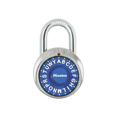 Master Lock® No. 1572BLU 3-Letter-Combo Padlock 3/4" Inside Shackle HT, Control Chart,Blue Dial