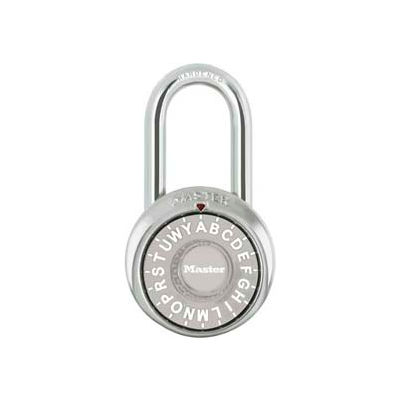 Master Lock® 1572LFGRY 3-Letter-Combo Padlock 1-1/2" Inside Shackle HT, Control Chart,Gr Dial