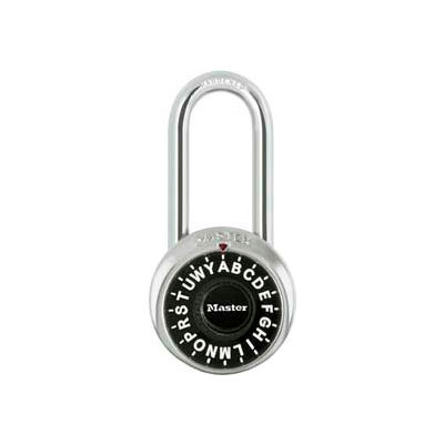 Master Lock® No. 1572LH 3-Letter Combo Padlock 2" Inside Shackle, Control Chart, Blk Dial - Pkg Qty 6