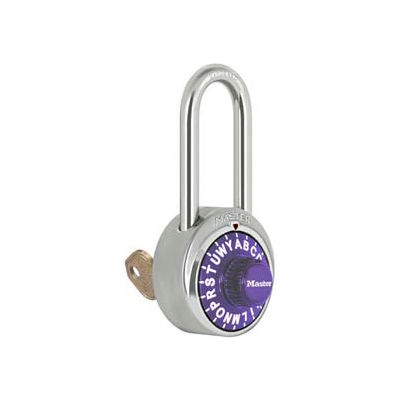 Master Lock® 1585LHPRP 3-Letter-Combo Padlock 2" Inside Shackle HT, Key Override, Purple Dial