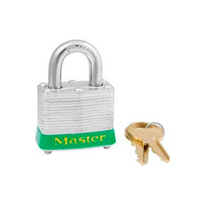 Master Lock® Steel Padlock, No. 3 Rfd Laminate, 1-9/16"W X 3/4" Shackle, Green