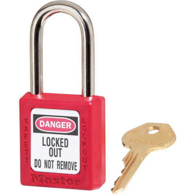 Master Lock® Thermoplastic Zenex™ 410KAS12RED Safety Padlock, Red, 12/Set