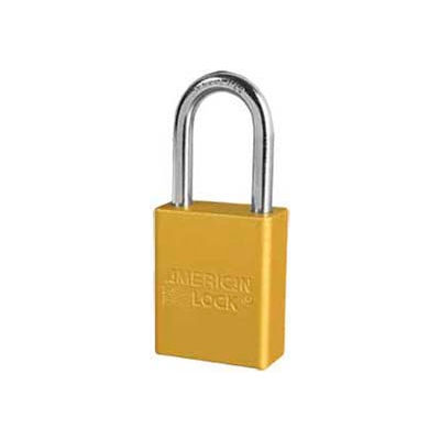 American Lock® No. A1166YLW Solid Aluminum Rectangular Padlock - Yellow - Pkg Qty 24