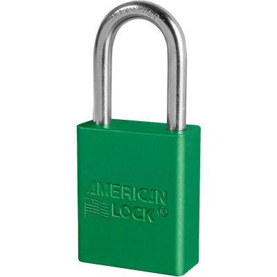 American Lock® S1106KAS6GRN Aluminum Safety Padlock, 1-1/2"W x 1-1/2"H Shackle, Green, 6/Set