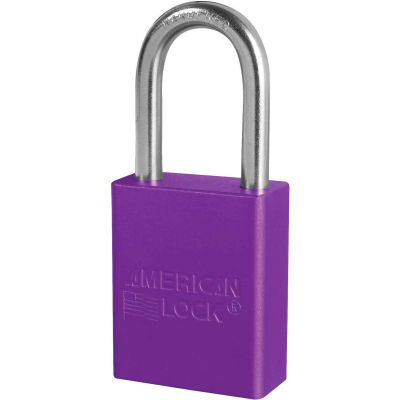 American Lock® S1106KAS6PRP Aluminum Safety Padlock, 1-1/2"W x 1-1/2"H Shackle, Purple, 6/Set