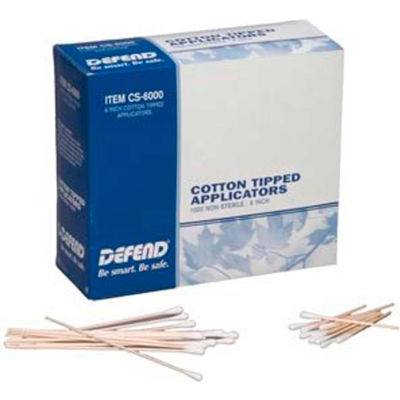 Defend® Non-Sterile Cotton Tipped Applicators, 3"L Dowel, 1000/Box