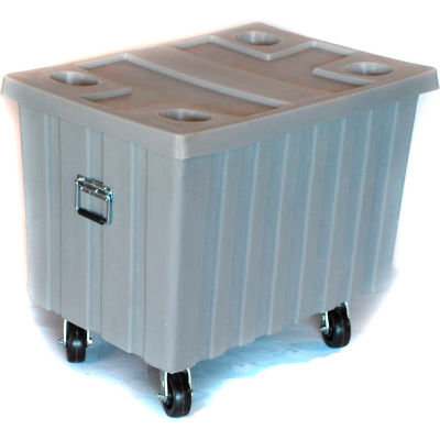 Myton Bulk Shipping Poly Container MTE-2H5HL With Lid and Casters 41"L x 28-1/4"W x 32-1/2"H, Gray
