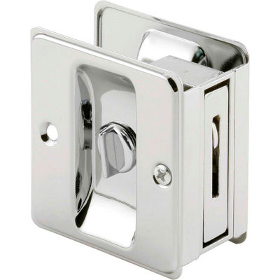 Prime-Line N 6773 Pocket Door Privacy Lock with Pull, Chrome Plated