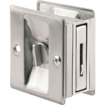 Prime-Line N 7161 Pocket Door Privacy Lock with Pull, Satin Chrome