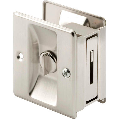 Prime-Line N 7239 Pocket Door Privacy Lock with Pull, Satin Nickel