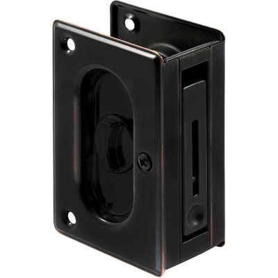 Prime-Line N 7368 Pocket Door Privacy Lock with Pull, 3-3/4-Inch, Classic Bronze