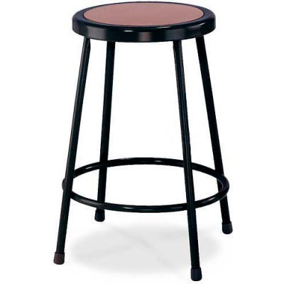 Interion® 24"H Steel Work Stool with Hardboard Seat - Backless - Black - Pack of 2