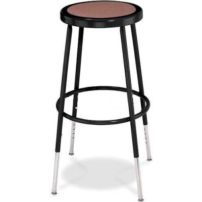 Interion® Steel Shop Stool with Hardboard Seat - Adjustable Height 25"-33" - Black - Pack of 2