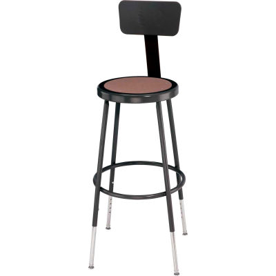 Interion® Steel Shop Stool w/Backrest & Hardboard Seat - Adjustable Height 25"-33" -Black - 2PK