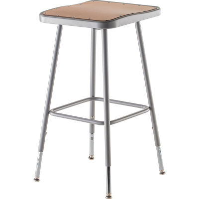 NPS Heavy Duty Stool - Square - Hardboard - Height Adjustable 25" - 32" - Gray