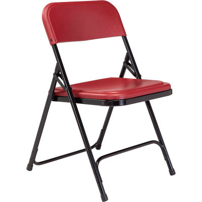 National Public Seating Plastic Folding Chair - Burgundy Seat/Black Frame - Pkg Qty 4