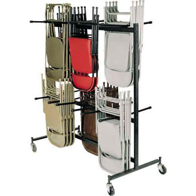 Interion® Chair Cart with Double Tier for Folding Chairs - Holds 84 Chairs