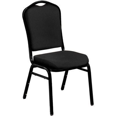 NPS Banquet Stacking Chair - 2" Fabric Seat - Silhouette Back - Black Seat with Black Frame - Pkg Qty 4