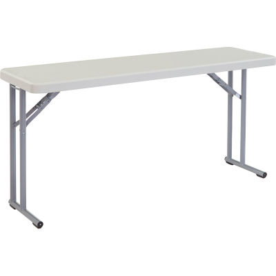 Interion® Plastic Folding Seminar Table, 18" x 60", White