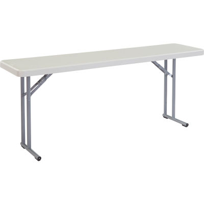 Interion® Plastic Folding Seminar Table, 18" x 72", White