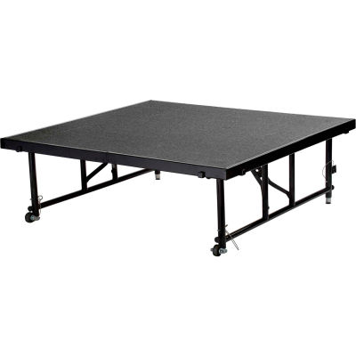 National Public Seating® Transfix 4'L x 4'W Portable Stage w/ Adjustable 24-32"H & Gray Carpet