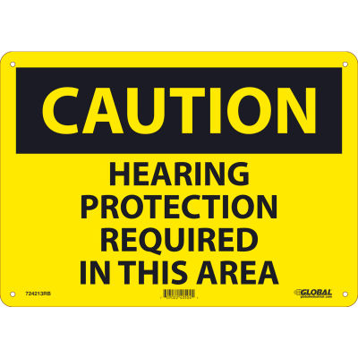 Global Industrial™ Caution Hearing Protection Required, 10x14, Rigid Plastic