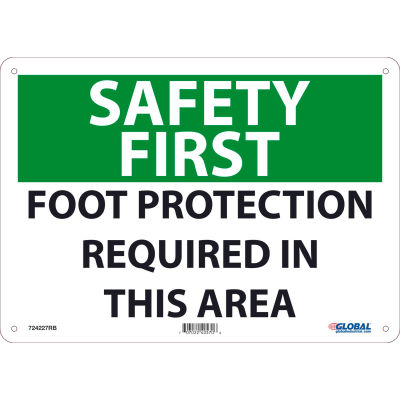 Global Industrial™ Safety First Foot Protection Required In This Area, 10x14, Rigid Plastic
