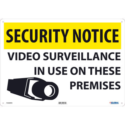Global Industrial™ Security Notice Video Surveillance In Use, 14x20, Rigid Plastic