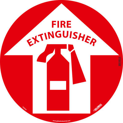 Global Industrial™ Floor Sign, Walk On, Fire Extinguisher, 17in Dia