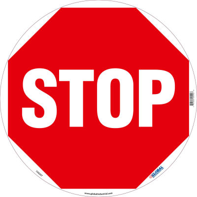 Global Industrial™ Floor Sign, Walk On, Stop, 17in Dia