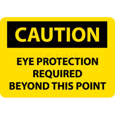 NMC C152RB OSHA Sign, Caution Eye Protection Required Beyond This Point, 10" X 14", Yellow/Black