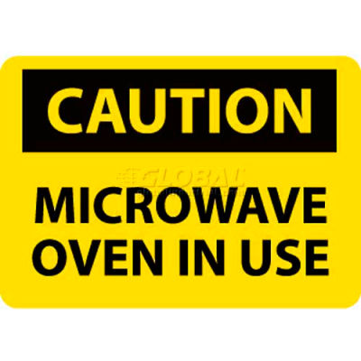 NMC C180R OSHA Sign, Caution Microwave Oven In Use, 7" X 10", Yellow/Black
