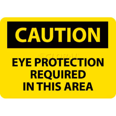 NMC C26R OSHA Sign, Caution Eye Protection Required In This Area, 7" X 10", Yellow/Black