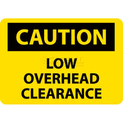 NMC C359P OSHA Sign, Caution Low Overhead Clearance, 7" X 10", Yellow/Black