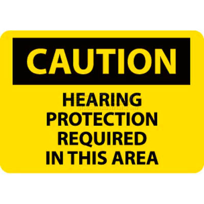 NMC C88P OSHA Sign, Caution Hearing Protection Required In This Area, 7" X 10", Yellow/Black