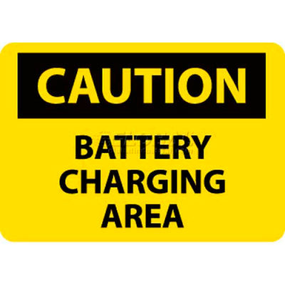 NMC C97RB OSHA Sign, Caution Battery Charging Area, 10" X 14", Yellow/Black