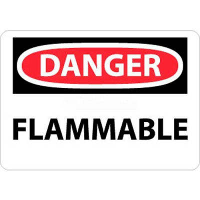 NMC D126AB OSHA Sign, Danger Flammable, 10" X 14", White/Red/Black
