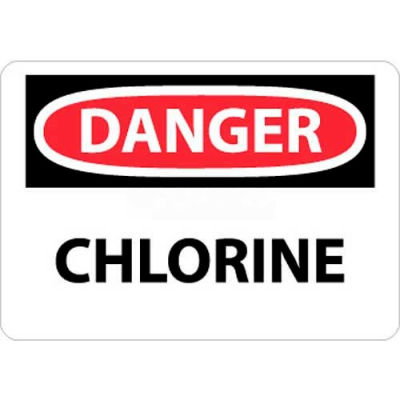 NMC D15RB OSHA Sign, Danger Chlorine, 10" X 14", White/Red/Black