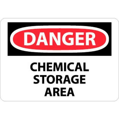 NMC D239RB OSHA Sign, Danger Chemical Storage Area, 10" X 14", White/Red/Black