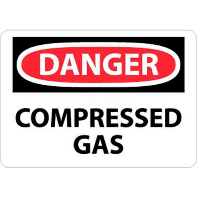 NMC D245RB OSHA Sign, Danger Compressed Gas, 10" X 14", White/Red/Black