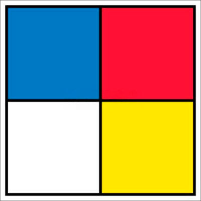 NMC HMS15R Hazardous Materials Systems Label, 15.5" X 15.5", Red/Yellow/White/Blue