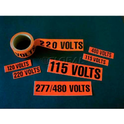 NMC JL22010O Voltage Marker, 480 Volts, 1-1/8 X 4-1/2, Orange/Black